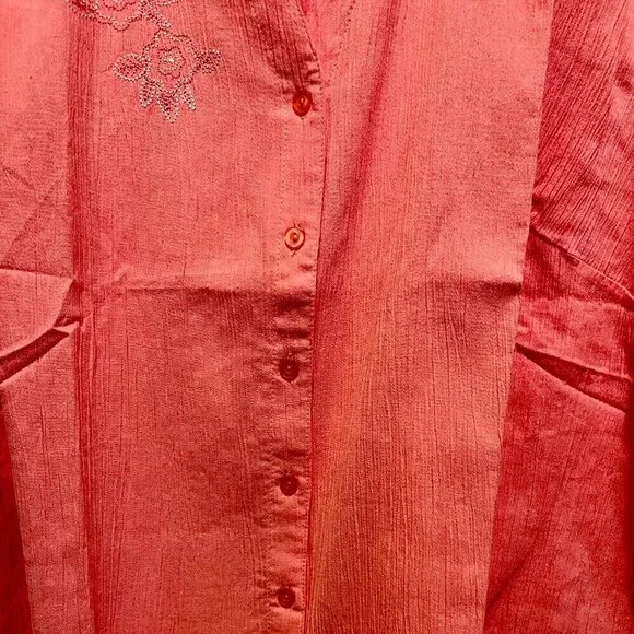 Denim & Co. Short Sleeve Embroidered Gauze Shirt Size 3X - Picture 8 of 13